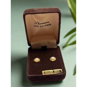 Shanna 14K Gold Filled Posts Genuine Opal Earrings